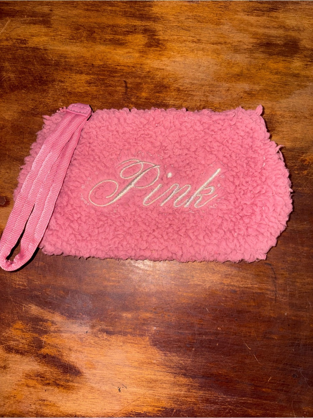 PINK Victoria's Secret Pink Sherpa Mini Wristlet